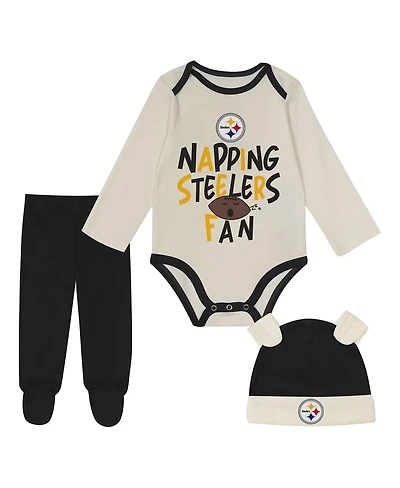 Outerstuff Baby Boys and Girls 3-Piece Black Pittsburgh Steelers Little Champ Set