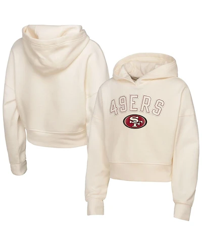 Outerstuff Big Girls Cream San Francisco 49ers Oversized Cropped Blitz Hoodie