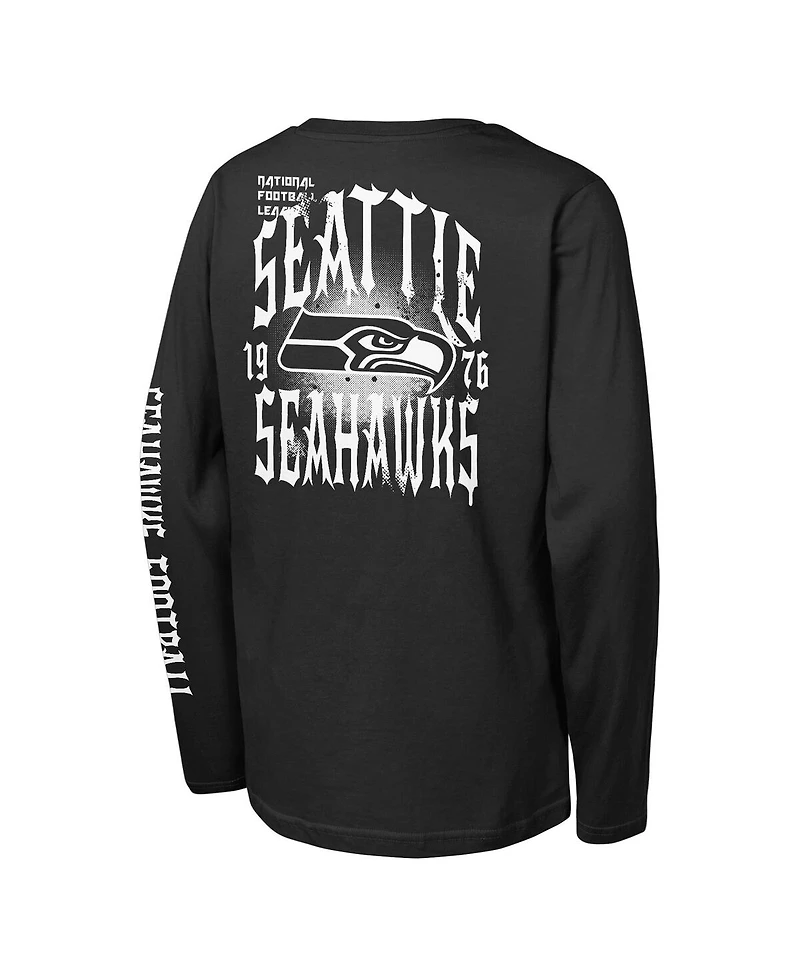 Outerstuff Big Boys and Girls Black Seattle Seahawks Rumble Long Sleeve T-Shirt
