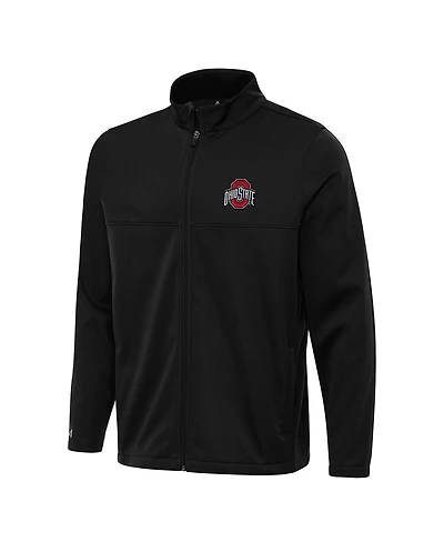 Antigua Men's Black Ohio State Buckeyes Links 2 Full-Zip Golf Jacket