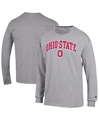 Champion Men's Heather Gray Ohio State Buckeyes Arch Over Logo Long Sleeve T-Shirt
