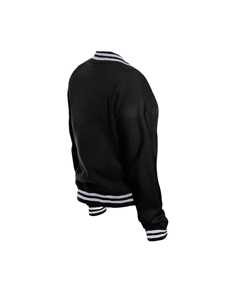 New Era Women's Black Las Vegas Raiders Throwback Fleece Full-Snap Jacket