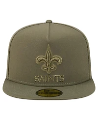 New Era Men's Olive Orleans Saints Color Pack A-Frame 59FIFTY Fitted Hat