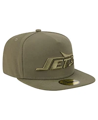 New Era Men's Olive York Jets Color Pack A-Frame 59FIFTY Fitted Hat