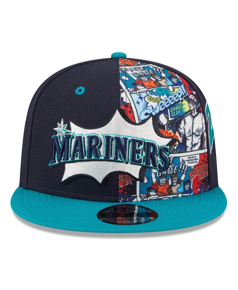 New Era Big Boys and Girls Navy/Teal Seattle Mariners 2025 Mlb Diamond Hero Edition 9FIFTY Snapback Hat