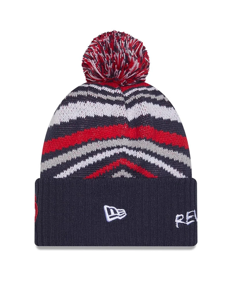 New Era Men's Navy New England Revolution 2025 Jersey Hook Cuffed With Pom Knit Hat