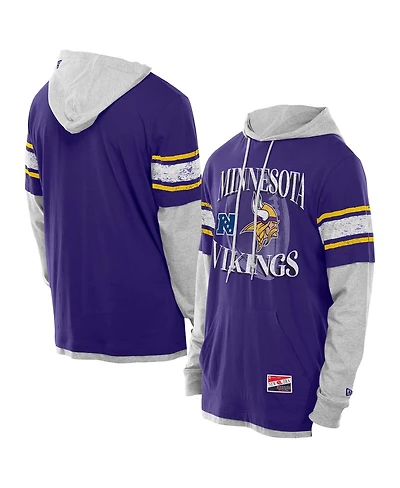 New Era Men's Purple Minnesota Vikings Twofer Layered Long Sleeve Hoodie T-Shirt