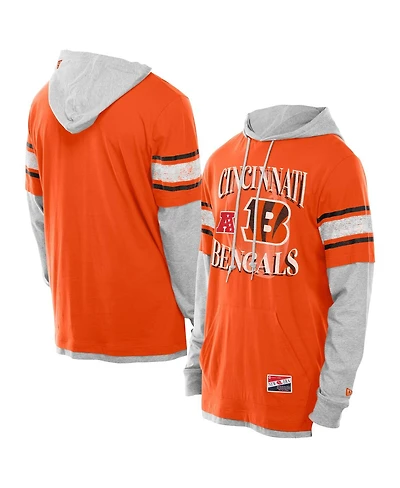 New Era Men's Orange Cincinnati Bengals Twofer Layered Long Sleeve Hoodie T-Shirt
