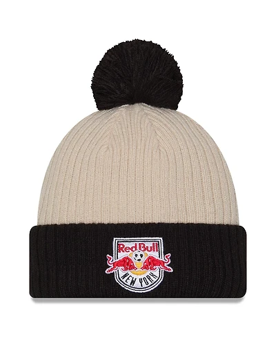New Era Men's Khaki New York Red Bulls 2025 Jersey Hook Cuff With Pom Knit Hat
