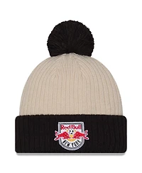 New Era Men's Khaki New York Red Bulls 2025 Jersey Hook Cuff With Pom Knit Hat