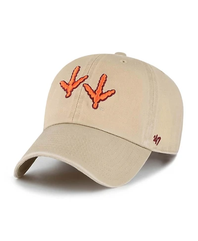 '47 Brand Big Boys and Girls Khaki Virginia Tech Hokies Clean Up Adjustable Hat