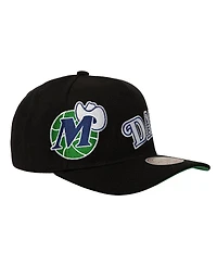 Mitchell & Ness Men's Black Dallas Mavericks Busted Logo Wordmark Wrap Around Pro Pinch Adjustable Hat