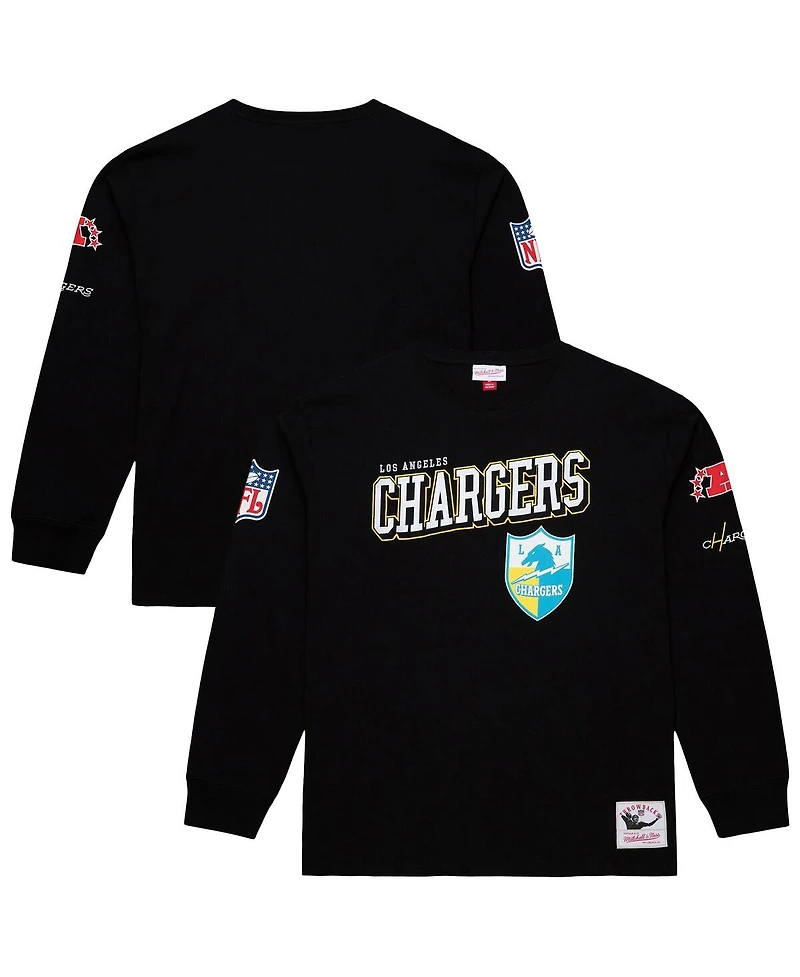 Mitchell & Ness Men's Black Los Angeles Chargers Training Camp Vintage Logos Long Sleeve T-Shirt