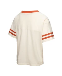 Mitchell & Ness Women's Cream Texas Longhorns Cropped Ringer T-Shirt
