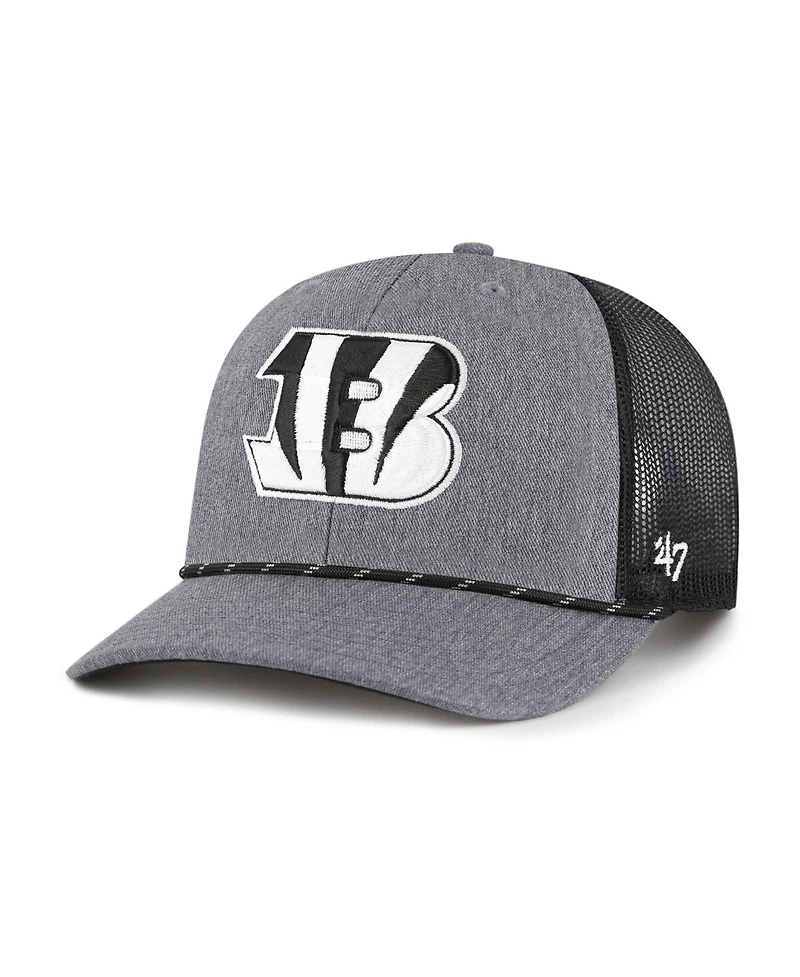 '47 Brand Men's Heather Charcoal Cincinnati Bengals Carbon Rope Trucker Adjustable Hat