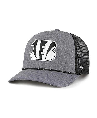 '47 Brand Men's Heather Charcoal Cincinnati Bengals Carbon Rope Trucker Adjustable Hat