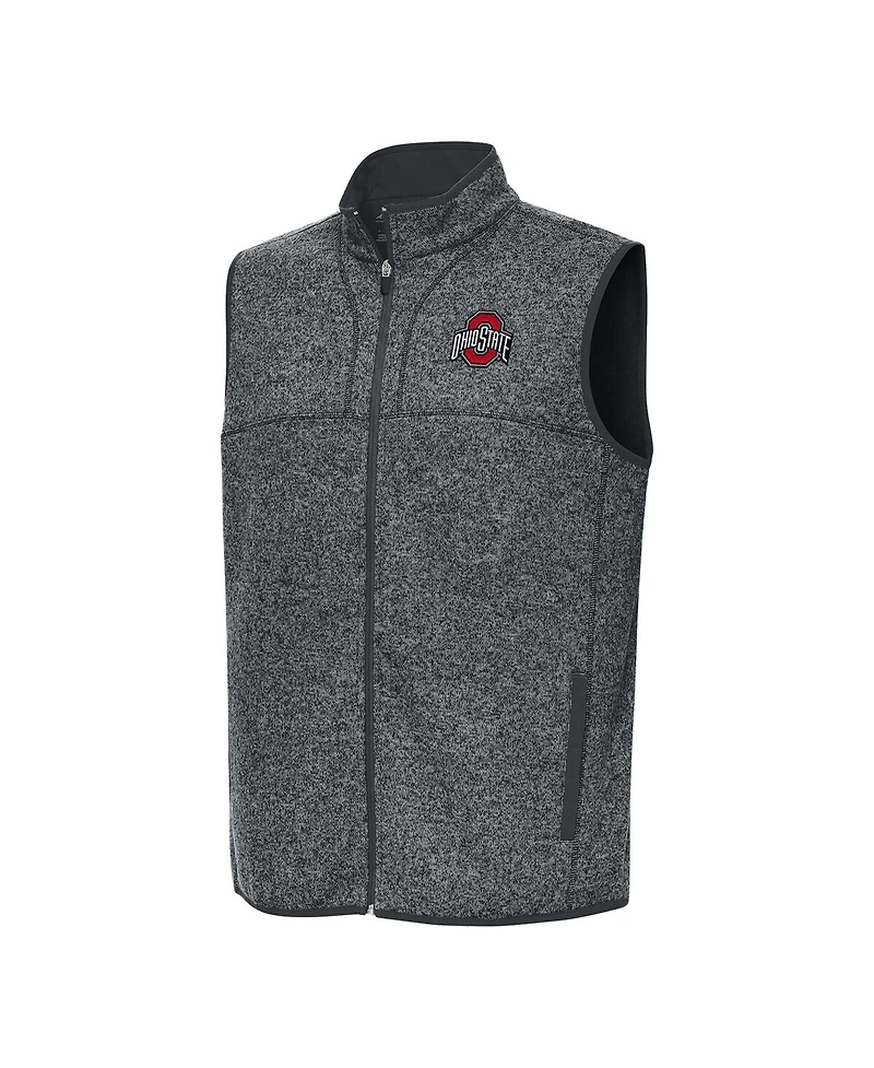 Antigua Men's Heather Gray Ohio State Buckeyes Fortune Full-Zip Vest