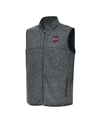 Antigua Men's Heather Gray Ohio State Buckeyes Fortune Full-Zip Vest