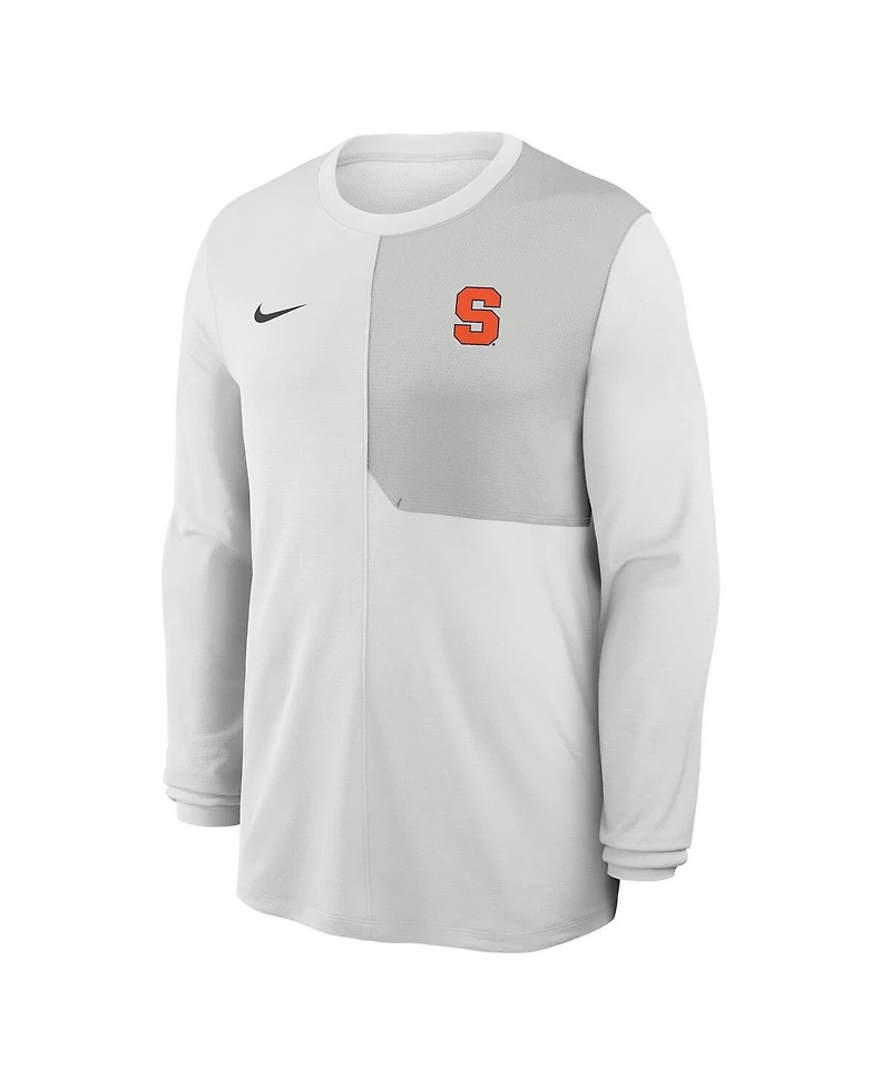 Nike Men's White Syracuse Orange 2025 Sideline Coach Uv Dri-fit Long Sleeve Shirt