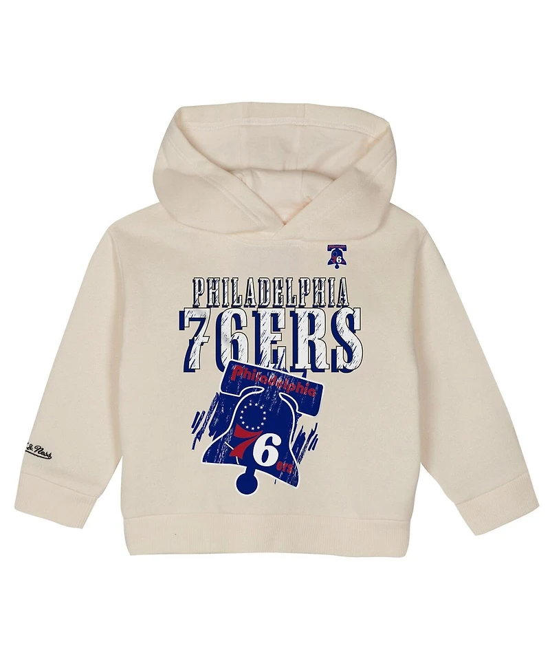 Mitchell & Ness Toddler 2-Piece Cream Philadelphia 76ers Hang Time Oversized Pullover Hoodie and Pants Set