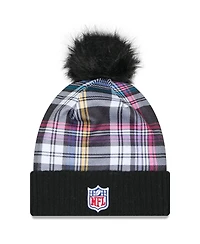 New Era Women's Black Indianapolis Colts 2024 Nfl Crucial Catch Cuffed with Pom Knit Hat