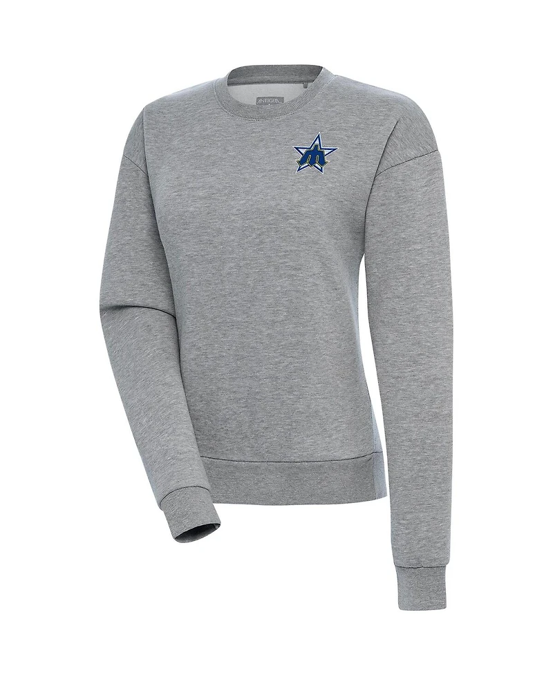 Antigua Women's Heather Gray Seattle Mariners Cooperstown Victory Crewneck Pullover Sweatshirt