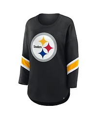 Fanatics Women's Black Pittsburgh Steelers Plus Redzone 3/4-Sleeve T-Shirt