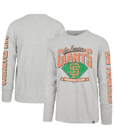 47 Brand Men's Gray San Francisco Giants Big Tall Distressed Franklin Long Sleeve T-Shirt