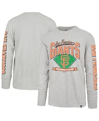 47 Brand Men's Gray San Francisco Giants Big Tall Distressed Franklin Long Sleeve T-Shirt