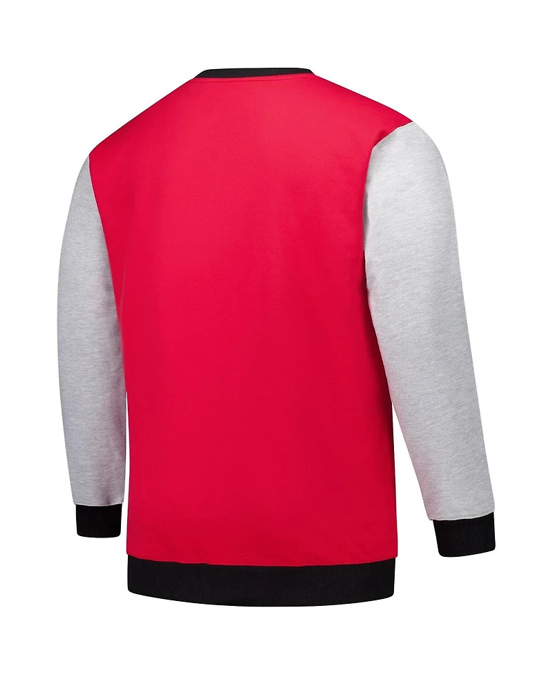 Fanatics Men's Red Georgia Bulldogs Contrast Sleeve Large Chest Big Tall Pullover Sweatshirt
