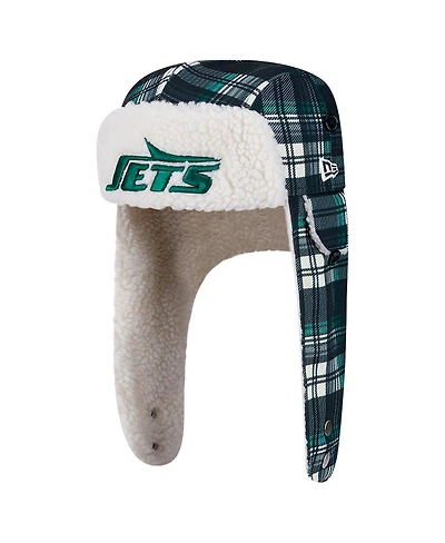New Era Black York Jets Sideline Plaid Sherpa Trapper Hat
