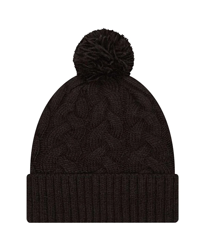 New Era Women's Black Cincinnati Bengals Cable Cuffed With Pom Knit Hat