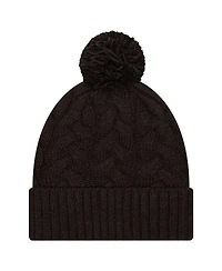 New Era Women's Black Cincinnati Bengals Cable Cuffed With Pom Knit Hat