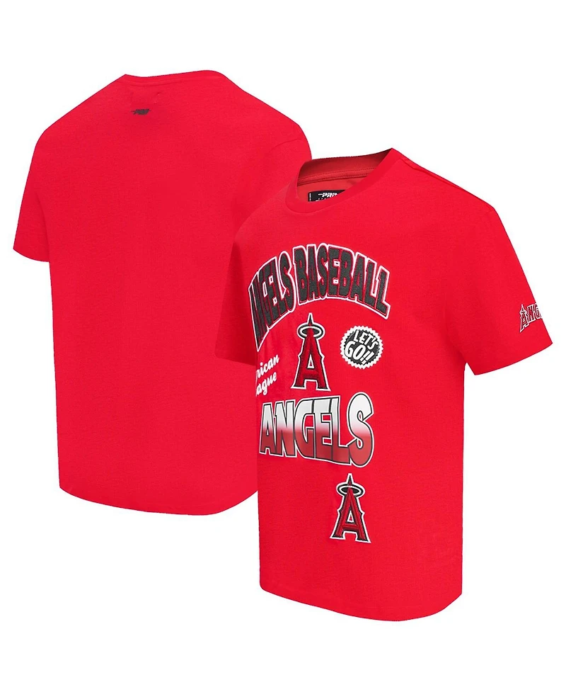 Pro Standard Men's Red Los Angeles Angels Turn It Up Dropped Shoulder T-Shirt