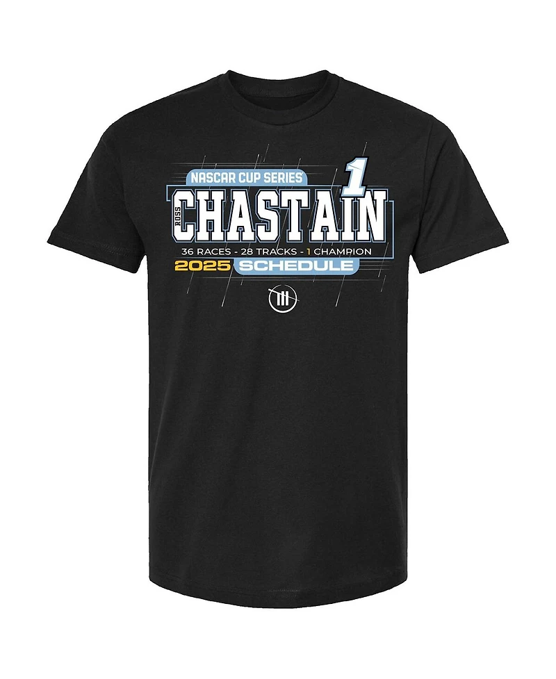 Checkered Flag Sports Men's Black Ross Chastain 2025 Nascar Cup Series Schedule T-Shirt