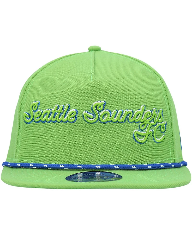 New Era Men's Rave Green Seattle Sounders Fc Script Golfer Adjustable Hat