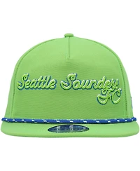 New Era Men's Rave Green Seattle Sounders Fc Script Golfer Adjustable Hat