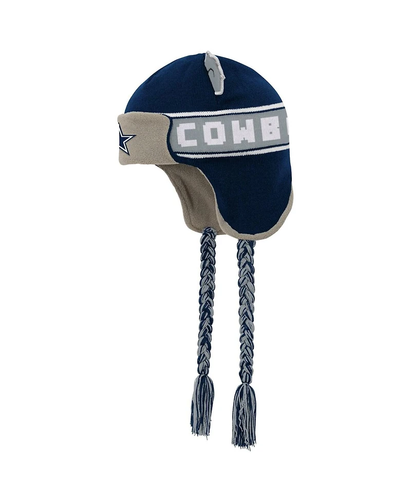 Outerstuff Big Boys and Girls Navy Dallas Cowboys Wordmark Ears Trooper Knit Hat