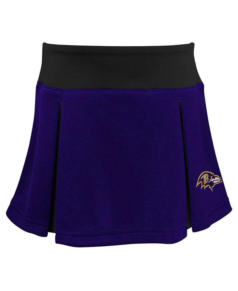Outerstuff Girls Preschool 2-Piece Purple Baltimore Ravens Spirit Cheerleader Set with Bloomers