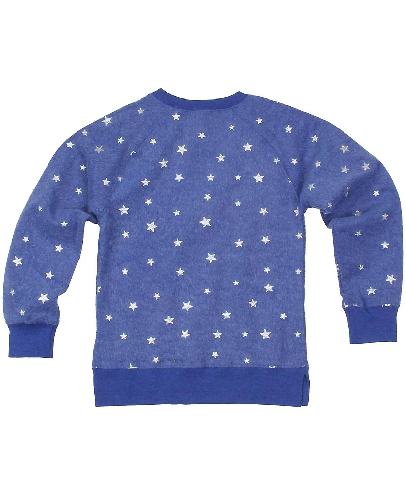 Wes & Willy Big Girls Royal New York Giants Shimmer Star Reverse Fleece Pullover Sweatshirt