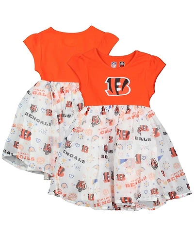Wes & Willy Girls Toddler Orange Cincinnati Bengals Princess Dress
