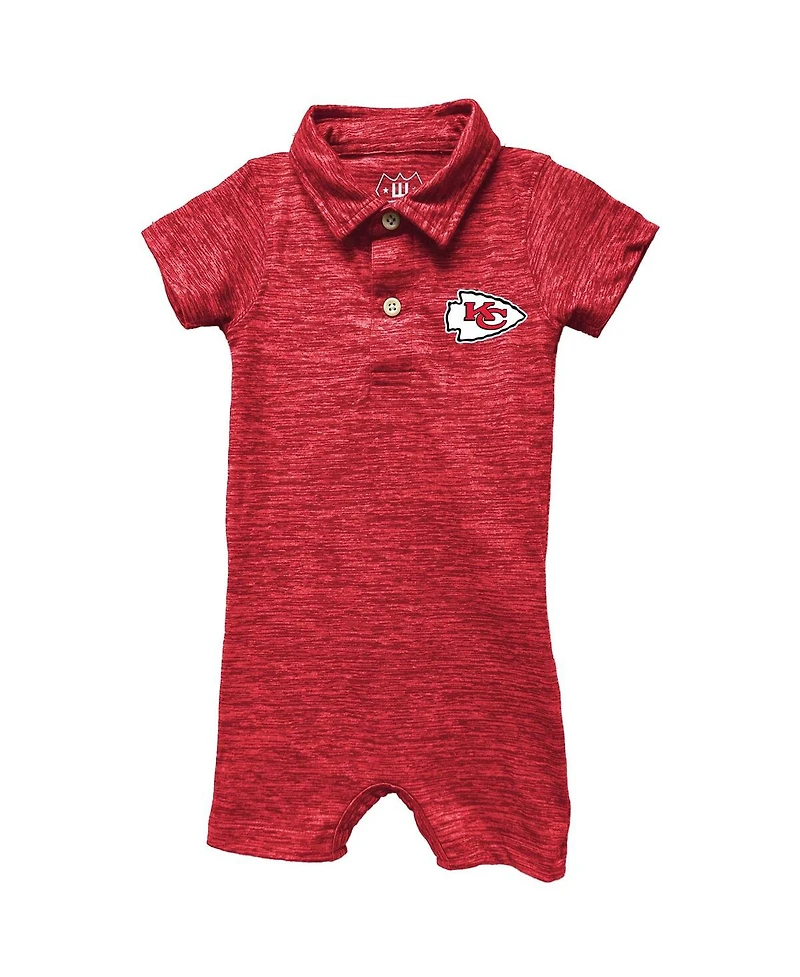 Wes & Willy Baby Boys and Girls Red Kansas City Chiefs Short Leg Cloudy Yarn Polo Bodysuit