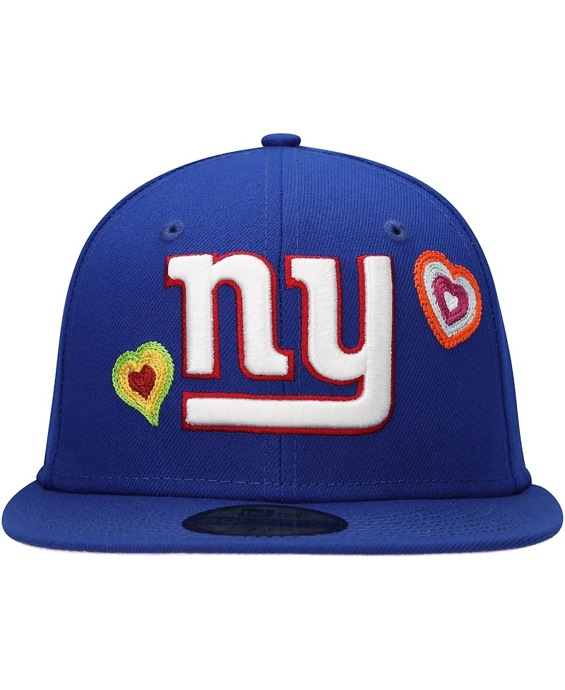 New Era Men's Royal New York Giants Chain Stitch Heart 59FIFTY Fitted Hat