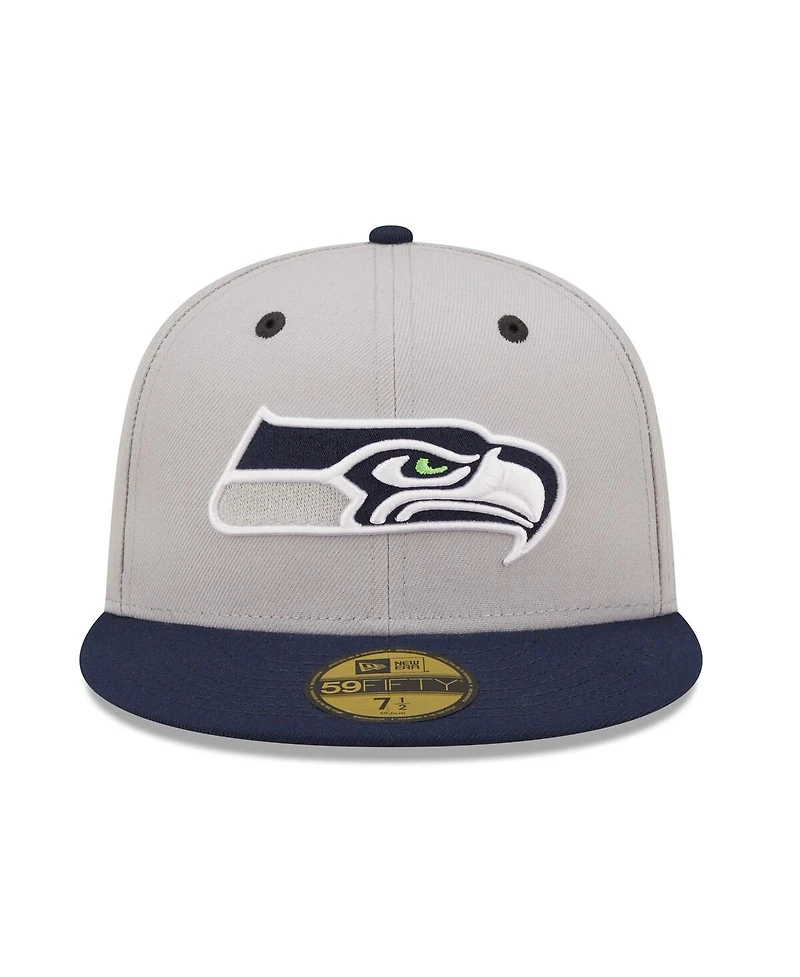 New Era Men's Gray/Navy Seattle Seahawks Flipside 2Tone 59FIFTY Fitted Hat