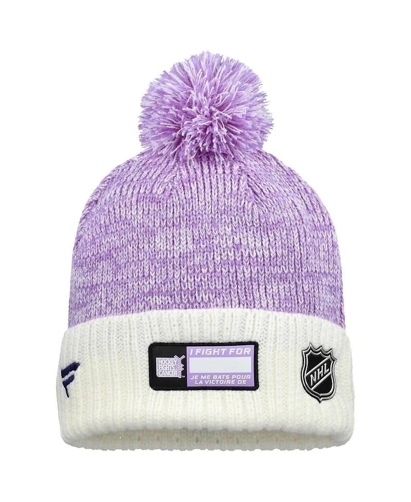 Fanatics Men's Lavender/White Ottawa Senators Hockey Fights Cancer Cuffed Pom with Knit Hat