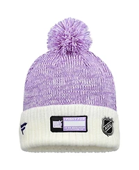 Fanatics Men's Lavender/White Ottawa Senators Hockey Fights Cancer Cuffed Pom with Knit Hat