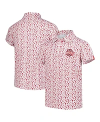 Garb Big Boys and Girls White/Scarlet Ohio State Buckeyes Tom Allover Print Performance Polo Shirt