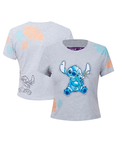 Freeze Max Women's Heather Gray Lilo and Stitch Hold On Tight Baby Doll T-Shirt