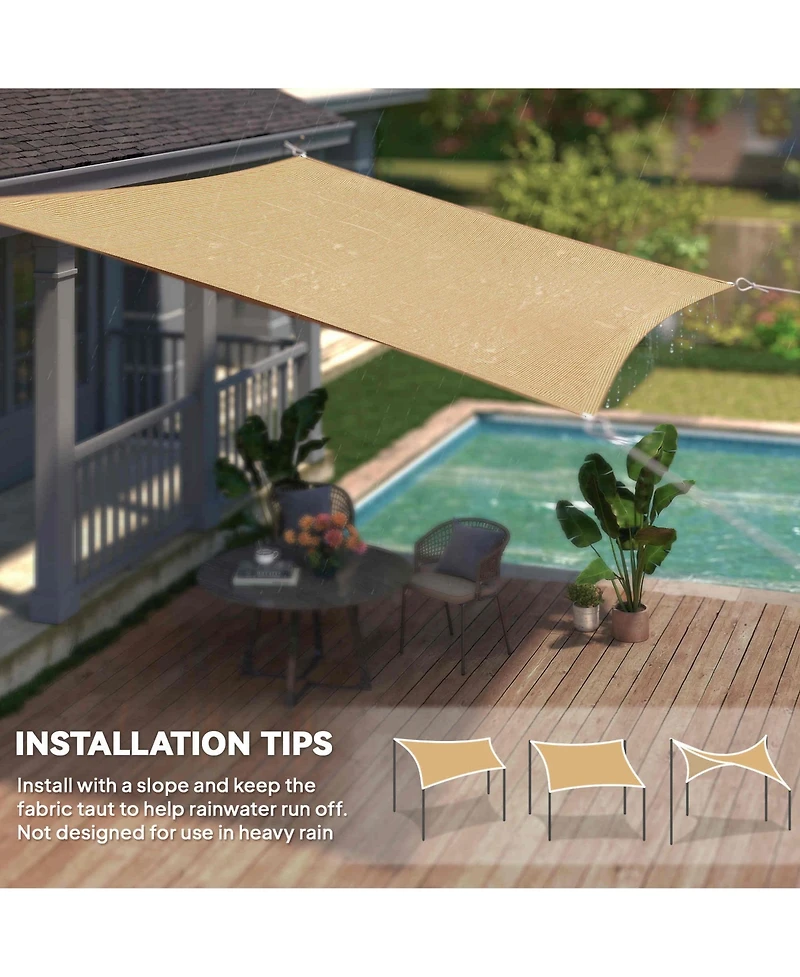 20' x 13' Recgle Outdoor Patio Portable Shade Canopy Sun Sail -