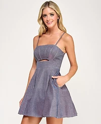 City Studios Juniors' Glitter Sleeveless Fit & Flare Mini Dress